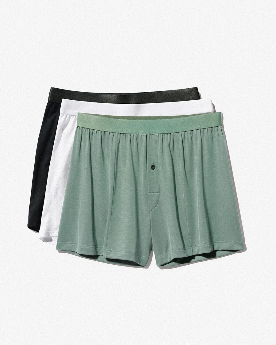 3 calzoncillos bóxer para hombre en negro blanco y verde salvia comprar ahora — cdlp