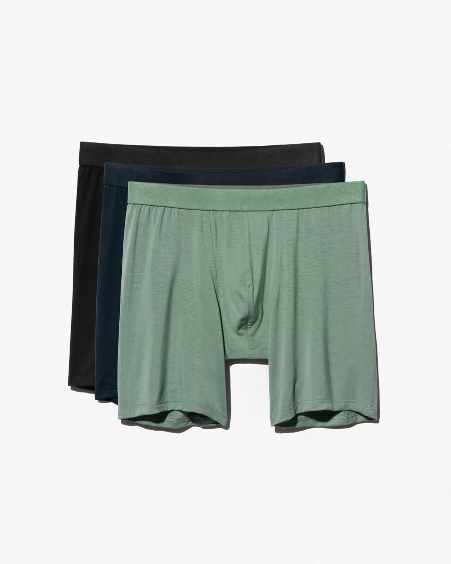 6 calzoncillos bóxer largos para hombre en negro azul marino oscuro y verde salvia comprar ahora — cdlp
