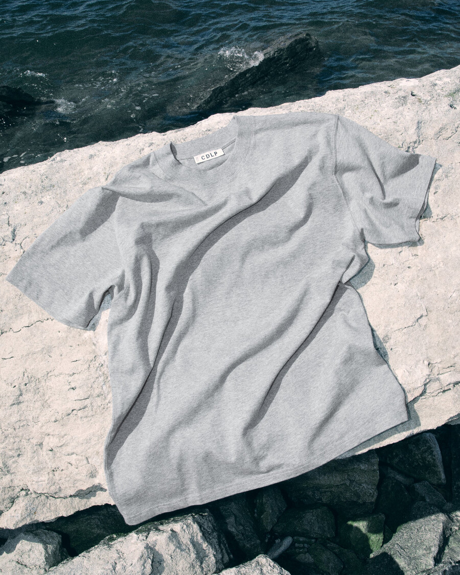 camiseta holgada de algodón para hombre en gris jaspeado compra ahora — cdlp