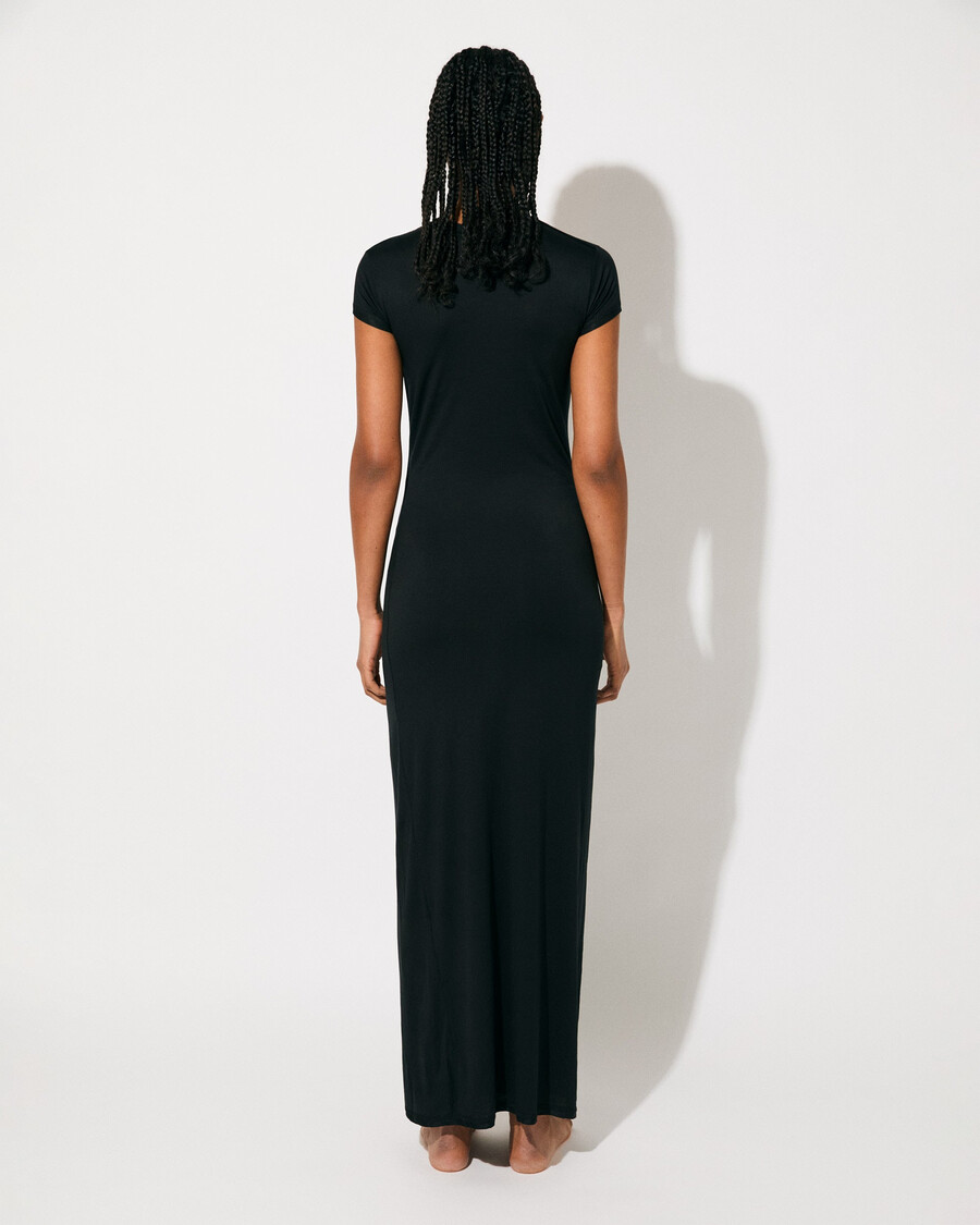 vestido ligero de manga corta para mujer en negro tienda—cdlp