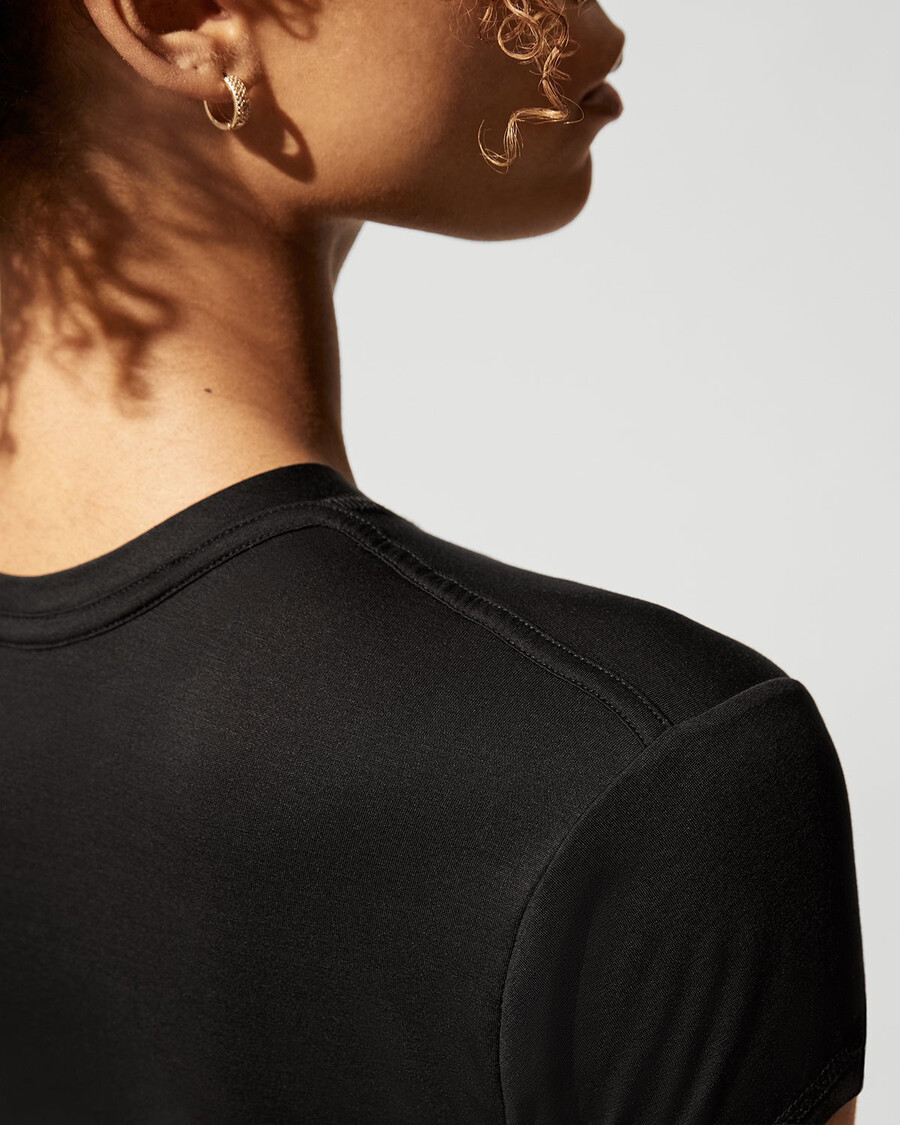 vestido ligero de manga corta para mujer en negro tienda—cdlp
