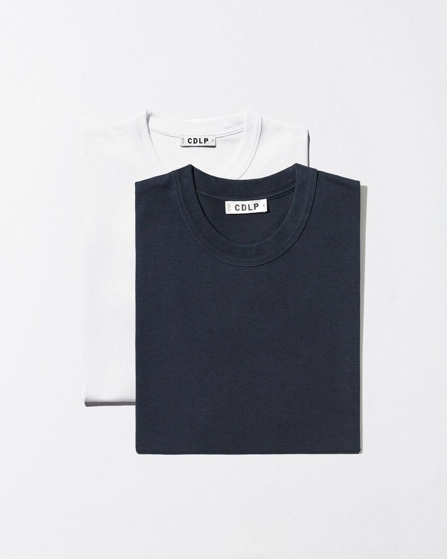 2 camisetas gruesas para hombre en azul marino oscuro y blanco comprar ahora — cdlp