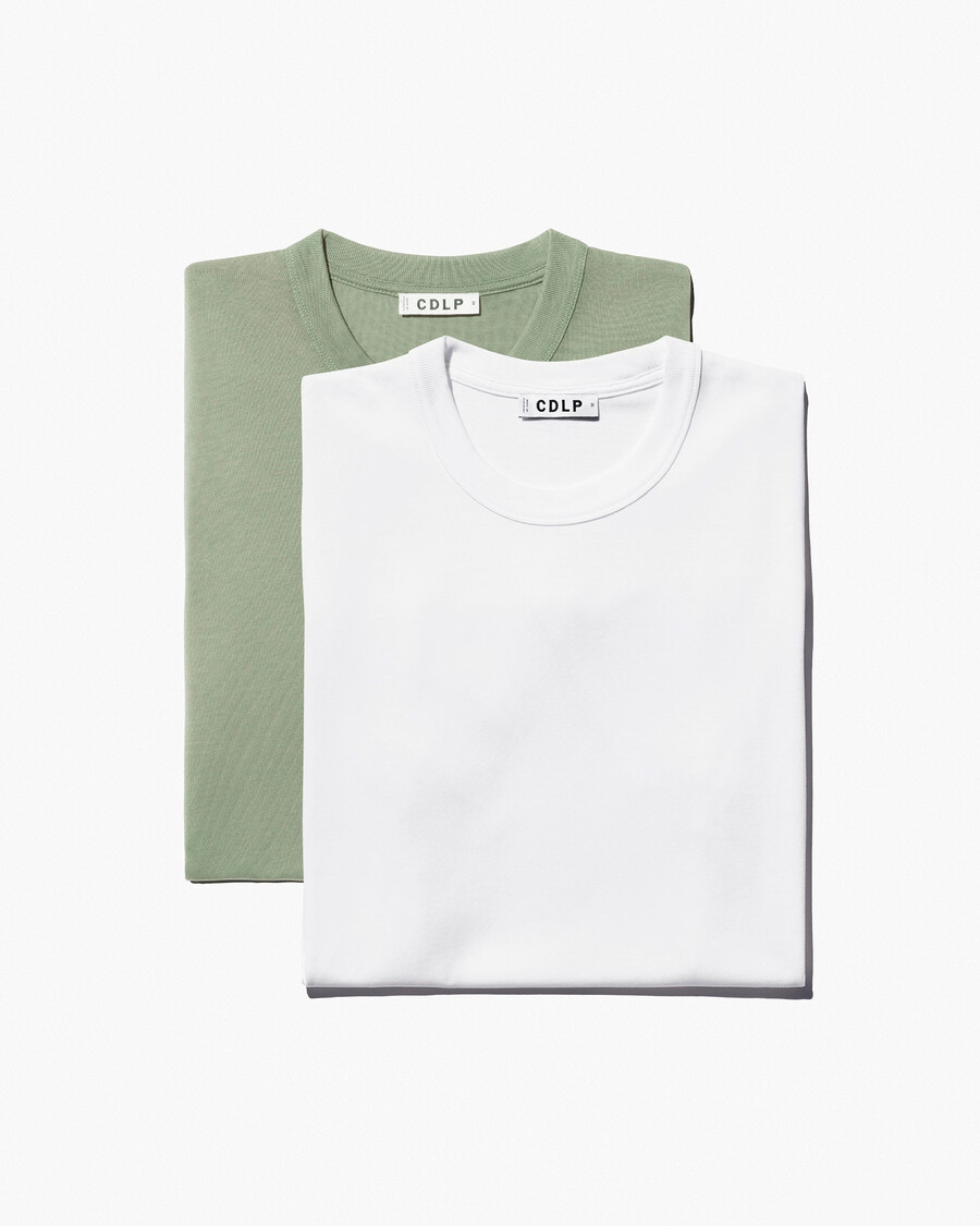 2 camisetas gruesas para hombre en blanco y salvia tienda — cdlp