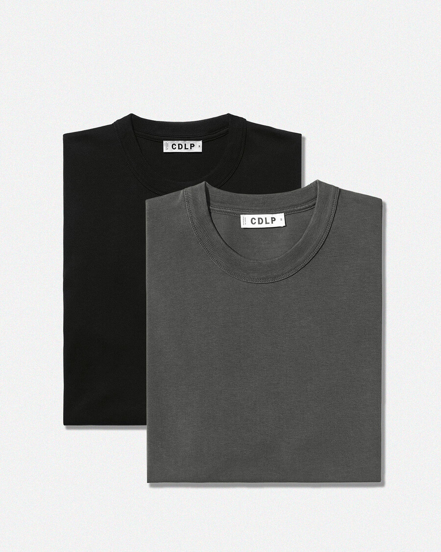 2 camisetas de peso pesado para hombre en color carbón y negro tienda — cdlp