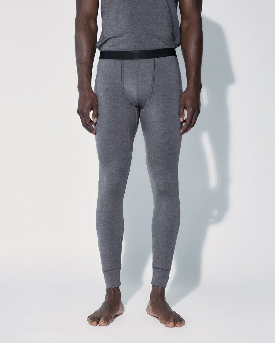 calzoncillos largos de mezcla de merino para hombre en gris jaspeado comprar ahora — cdlp
