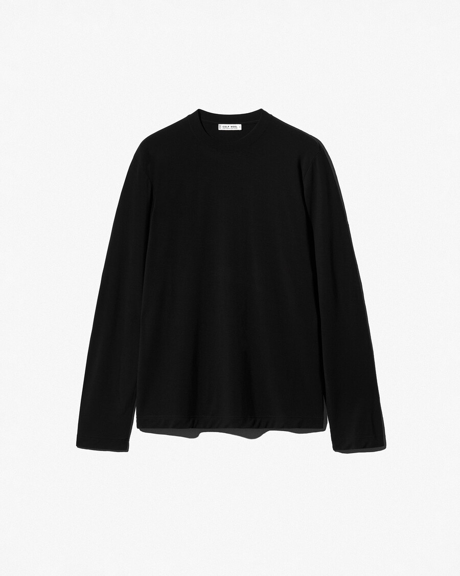 camiseta de manga larga de mezcla de merino para hombre en negro tienda—cdlp