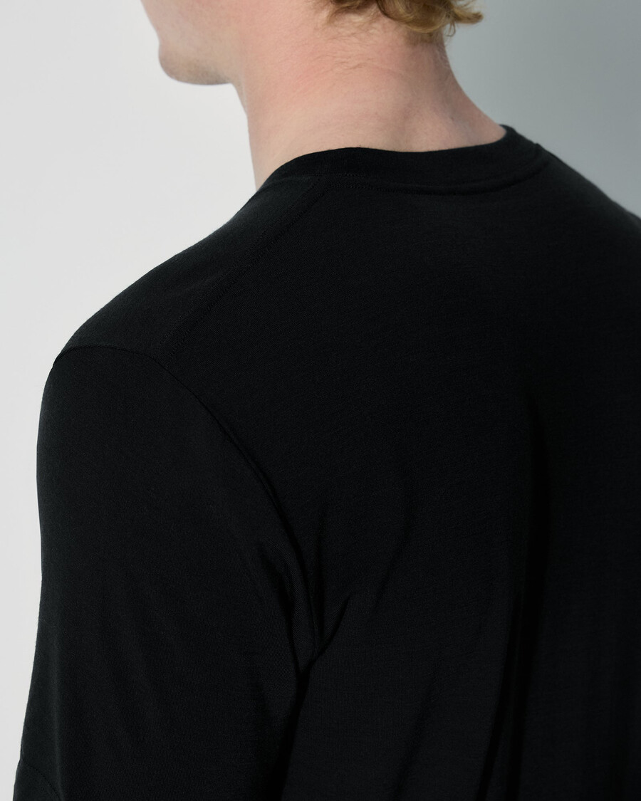 camiseta de manga larga de mezcla de merino para hombre en negro tienda—cdlp