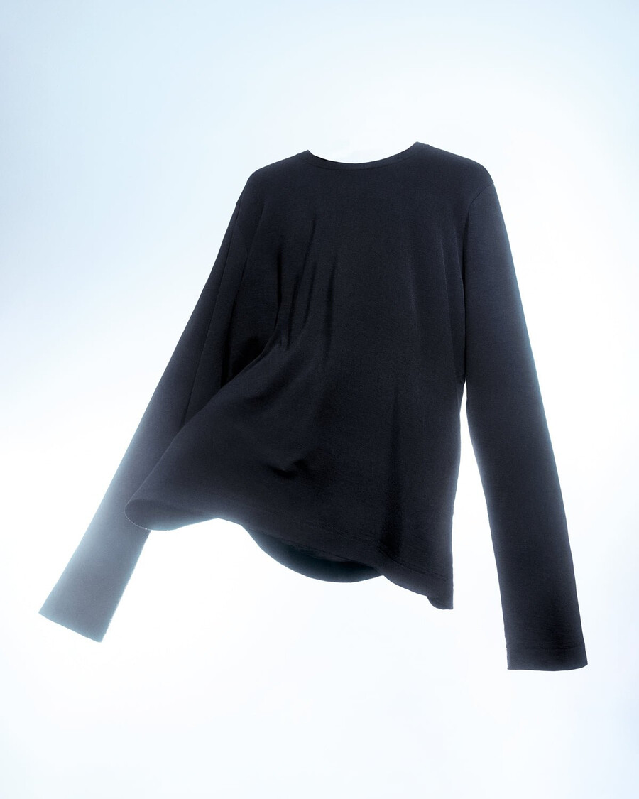 camiseta de manga larga de mezcla de merino para hombre en negro tienda—cdlp
