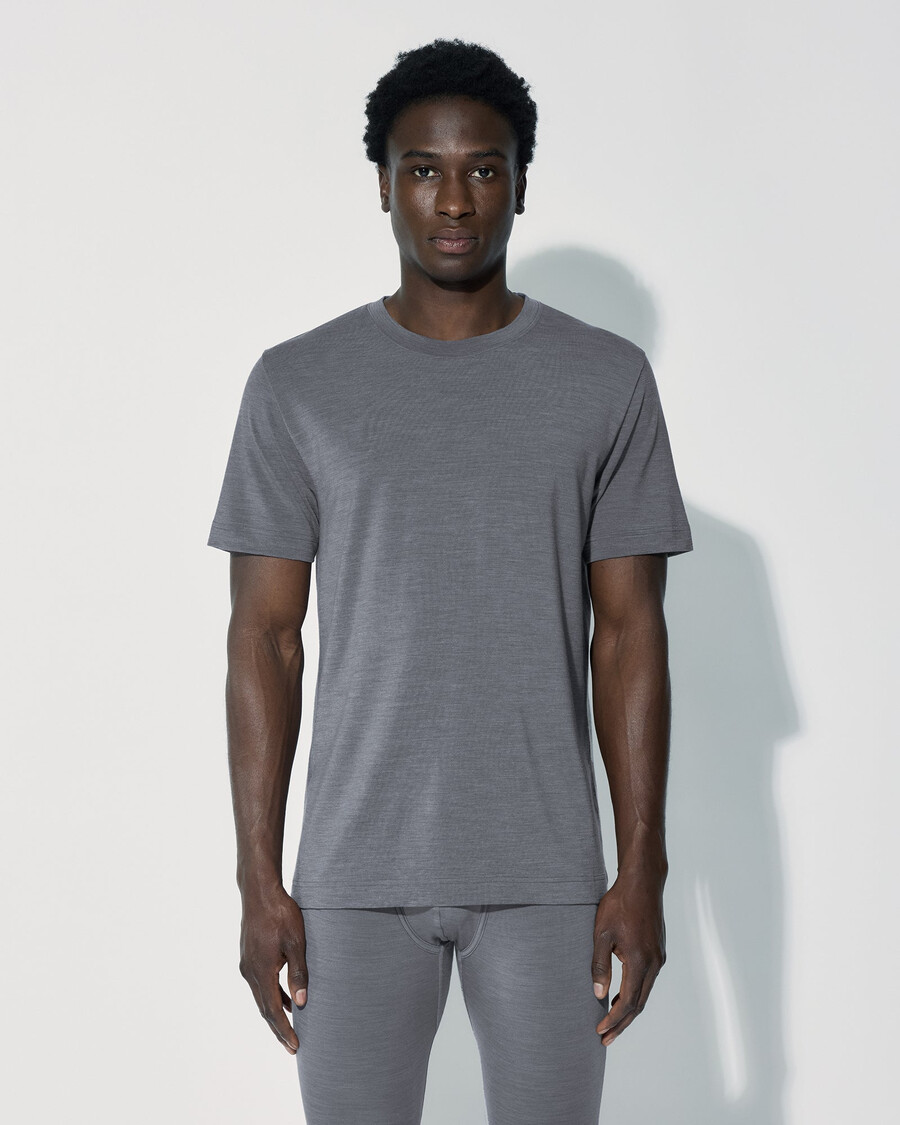 camiseta de mezcla de merino para hombre en gris jaspeado comprar ahora — cdlp