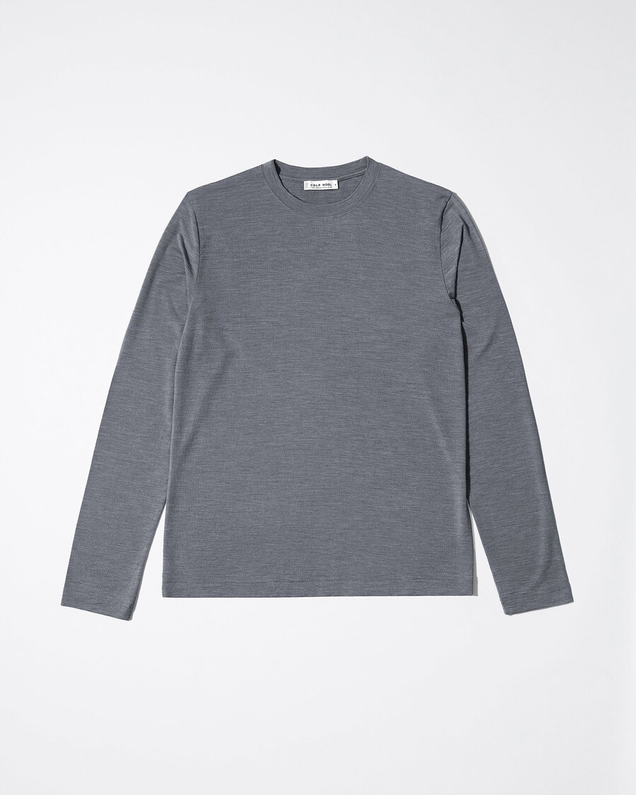 camiseta de manga larga de mezcla de merino para hombre en gris jaspeado tienda—cdlp