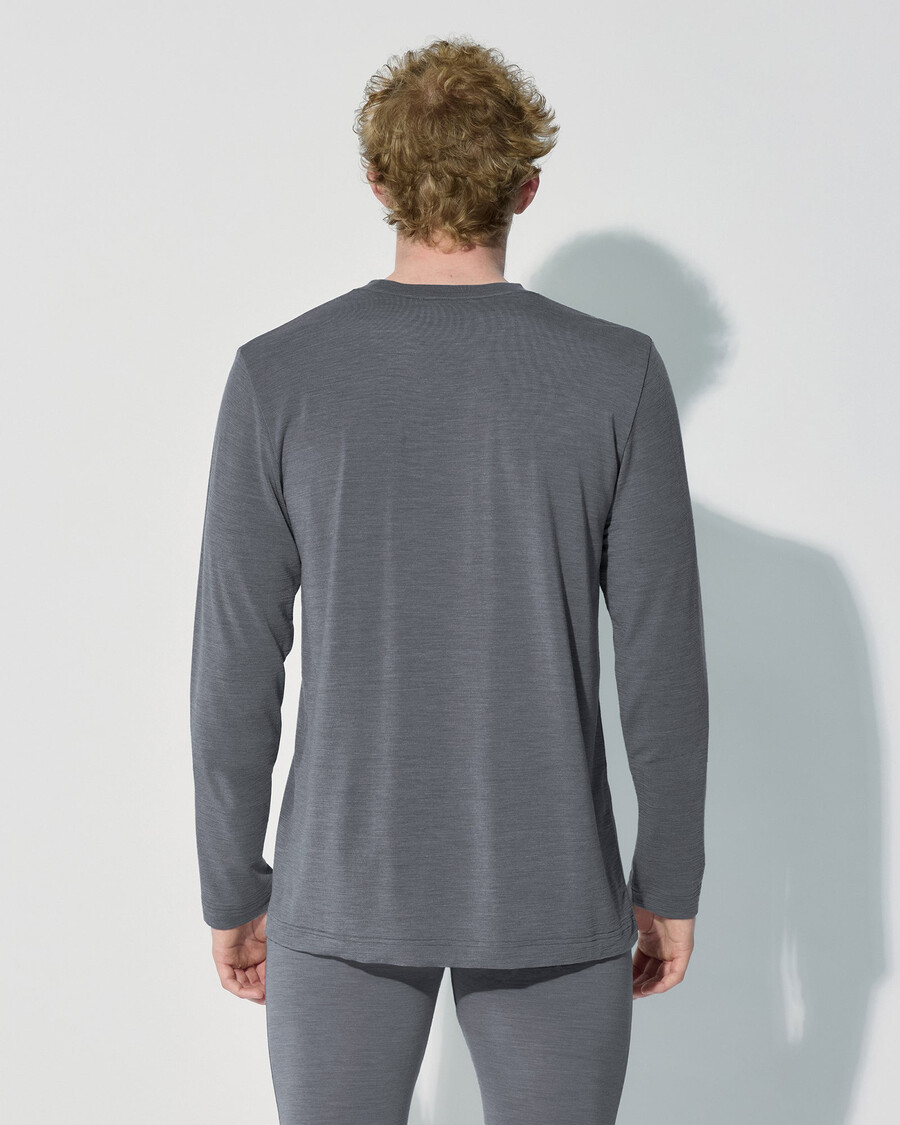 camiseta de manga larga de mezcla de merino para hombre en gris jaspeado tienda—cdlp
