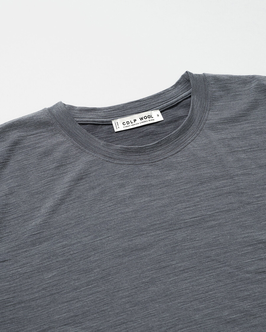 camiseta de manga larga de mezcla de merino para hombre en gris jaspeado tienda—cdlp