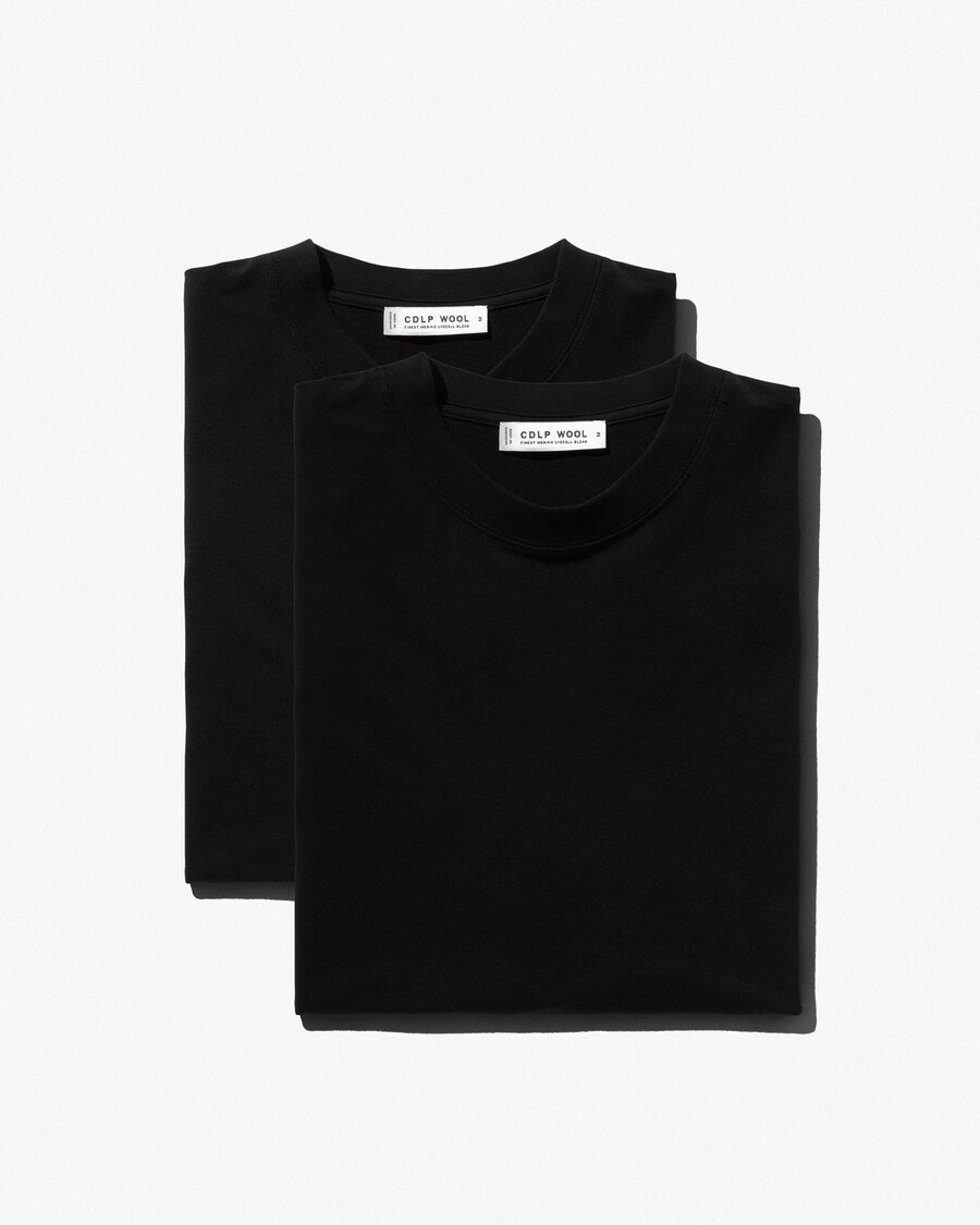 2 camisetas de manga larga de mezcla de merino para hombre en negro tienda—cdlp