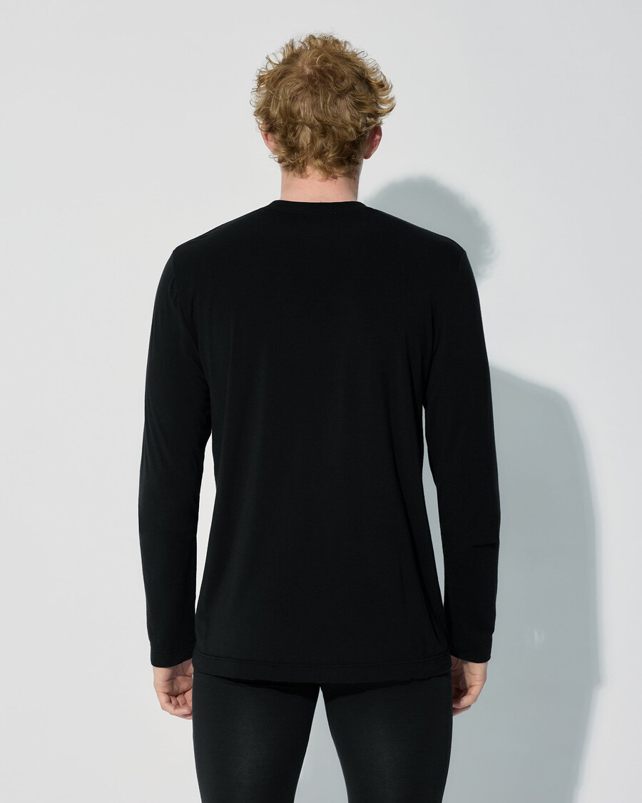 2 camisetas de manga larga de mezcla de merino para hombre en negro tienda—cdlp