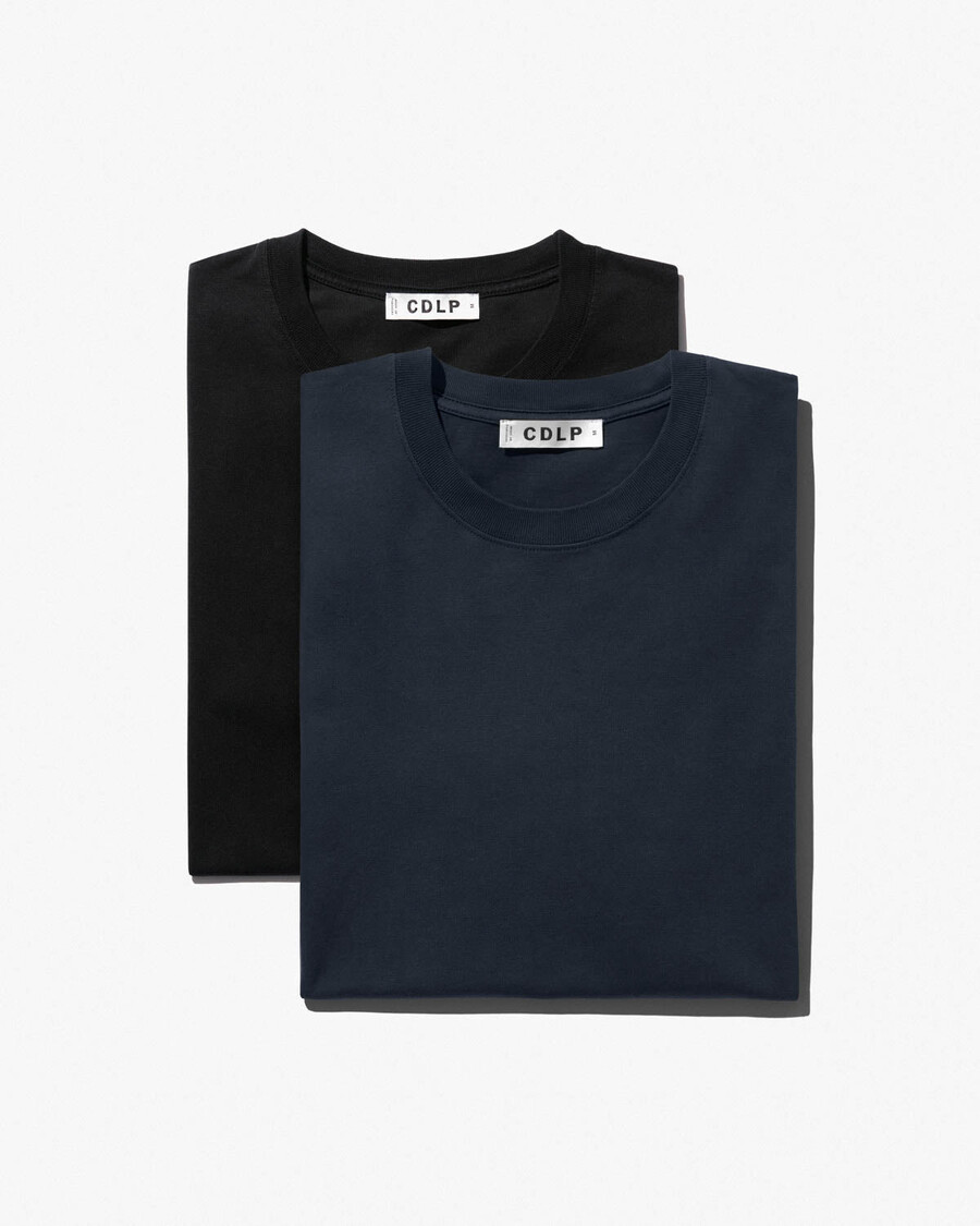 2 camisetas de peso medio para hombre en negro y azul marino oscuro tienda—cdlp
