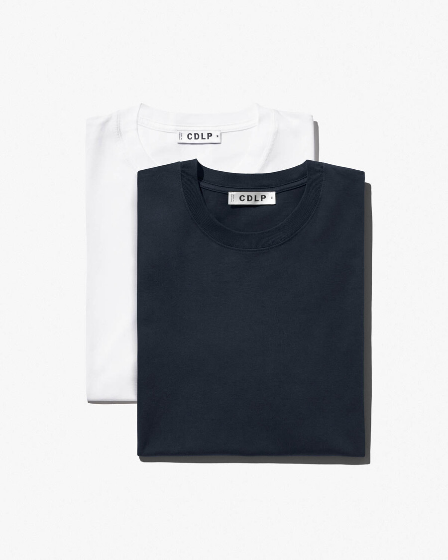 2 camisetas de peso medio para hombre en blanco y azul marino oscuro tienda—cdlp
