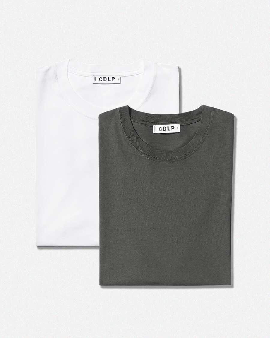 2 camisetas de peso medio para hombre en blanco y gris carbón tienda—cdlp
