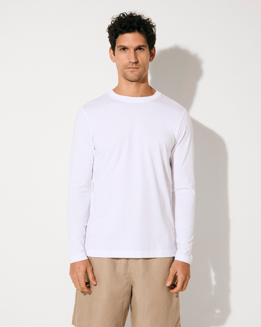 camiseta de manga larga de grosor medio para hombre en blanco tienda — cdlp
