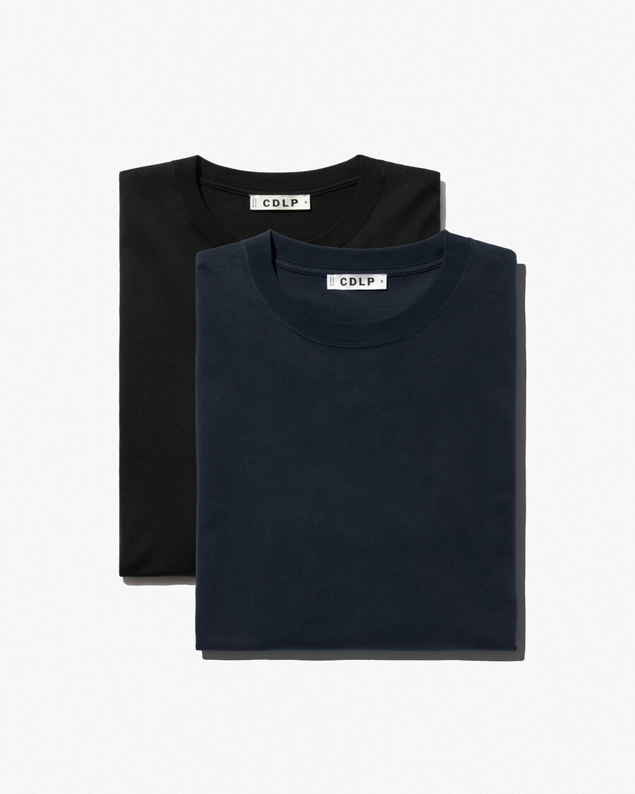 2 camisetas de manga larga de grosor medio para hombre en negro y azul marino oscuro tienda—cdlp