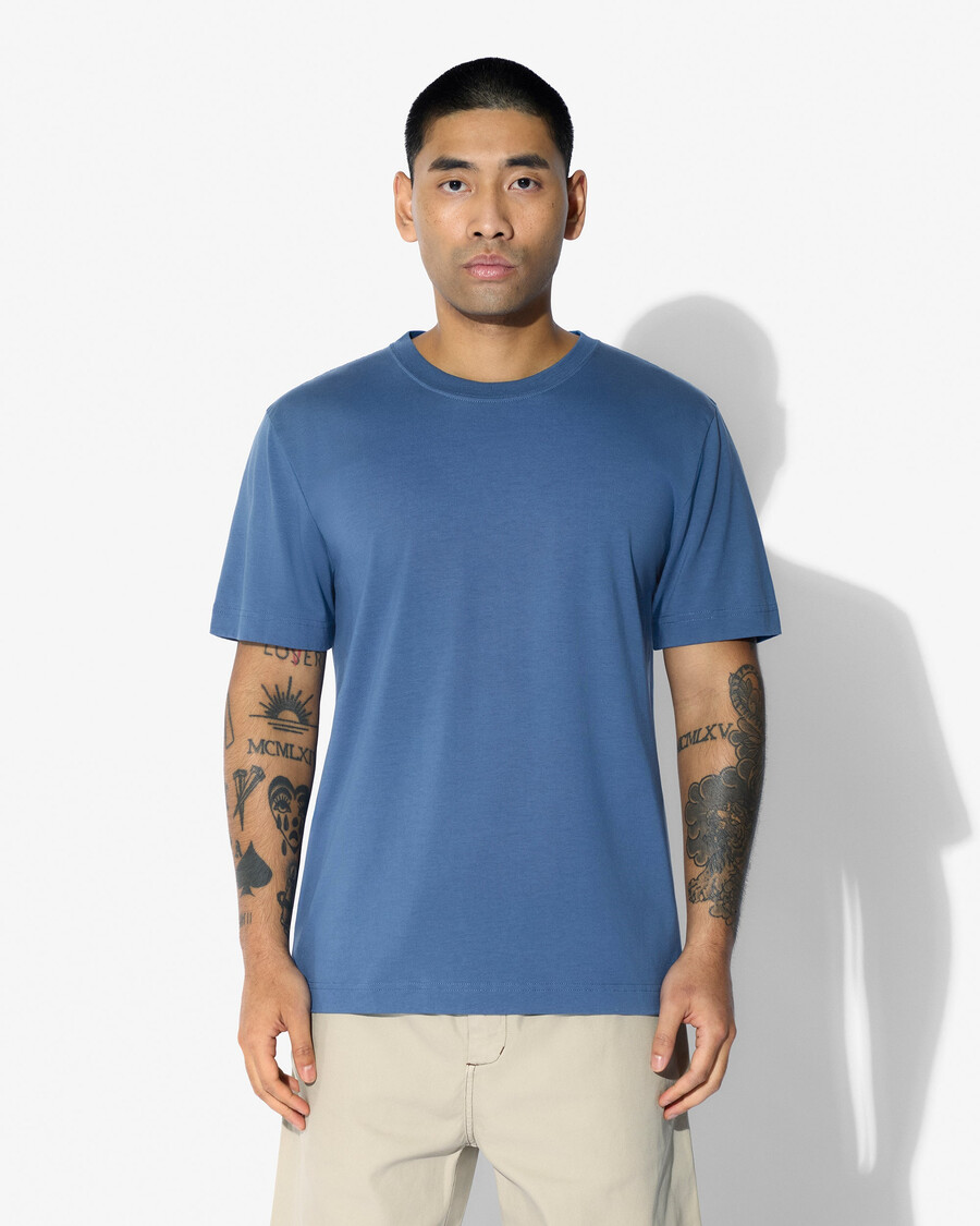 2 camisetas de peso medio para hombre en azul marino oscuro y azul celeste tienda—cdlp