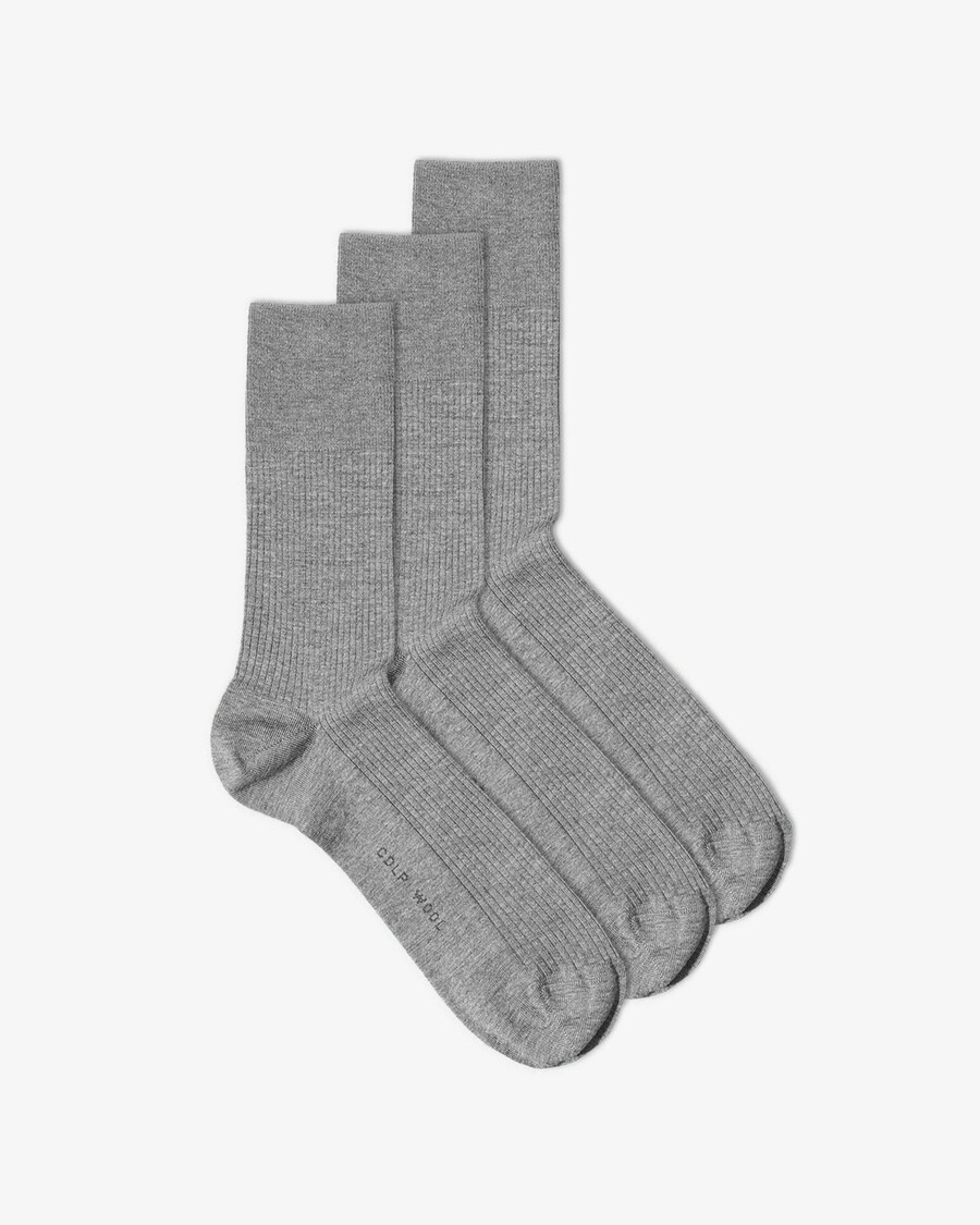 3 calcetines de lana acanalada de longitud media para hombre en gris jaspeado tienda — cdlpey