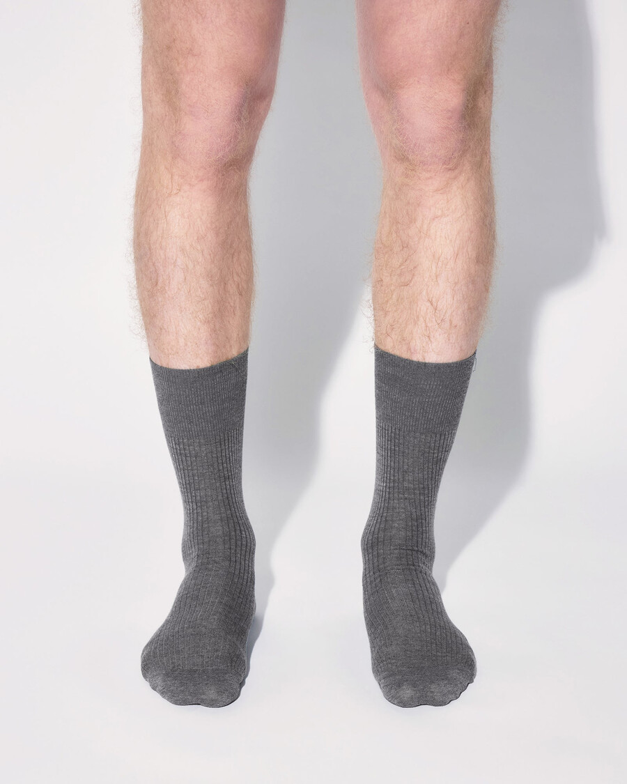 3 calcetines de lana acanalada de longitud media para hombre en gris jaspeado tienda — cdlpey