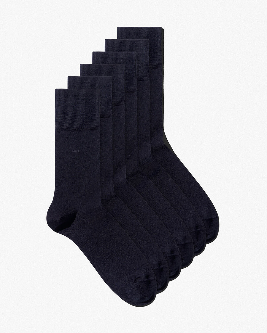 6 calcetines unisex de algodón de longitud media en azul marino oscuro tienda—cdlp