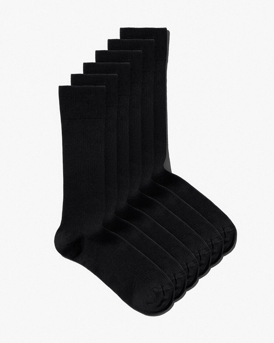 6 calcetines negros de canalé de algodón para mujer tienda—cdlp
