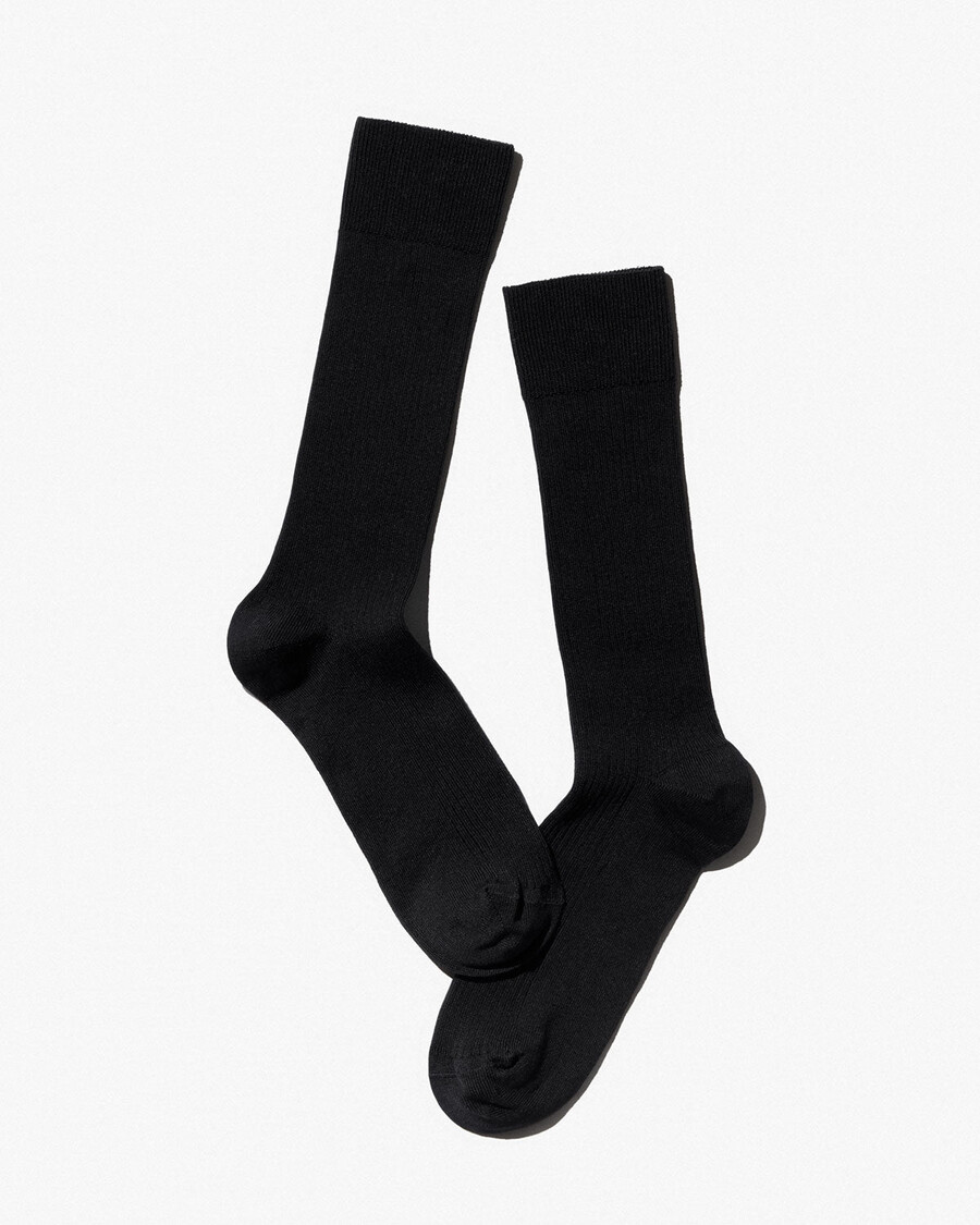 6 calcetines negros de canalé de algodón para mujer tienda—cdlp
