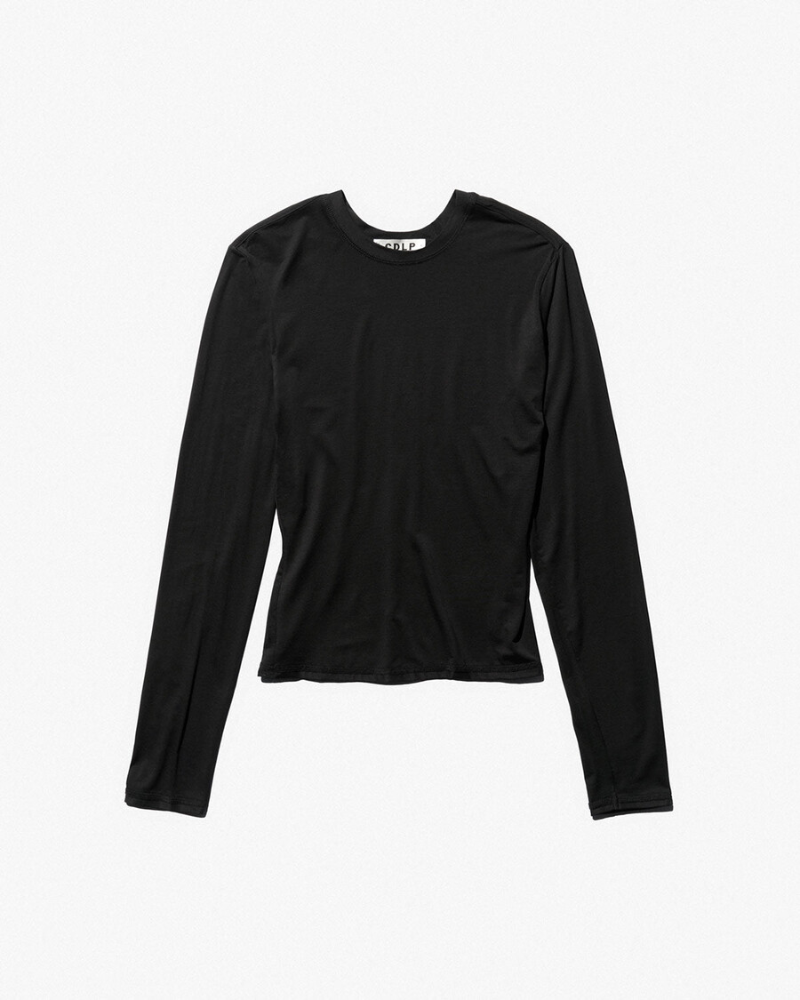 camiseta ligera de manga larga para mujer en negro tienda—cdlp