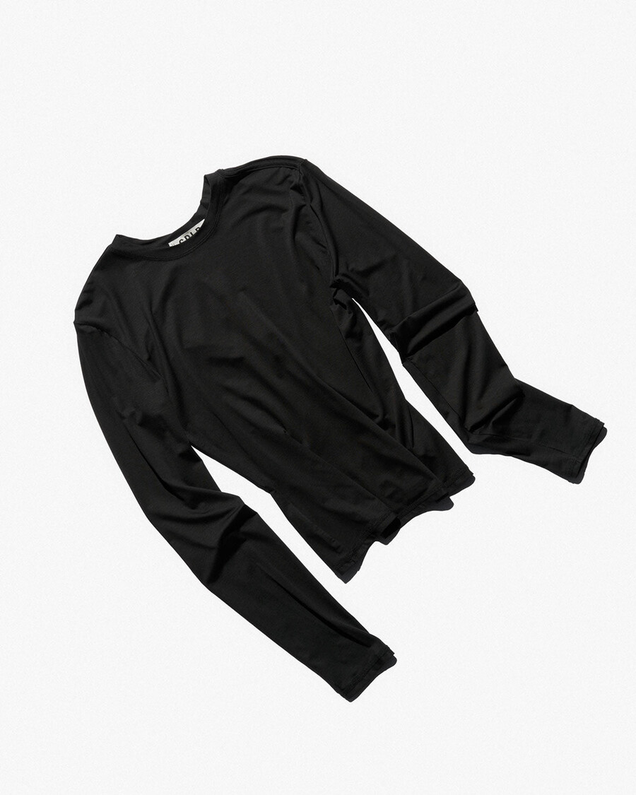 camiseta ligera de manga larga para mujer en negro tienda—cdlp