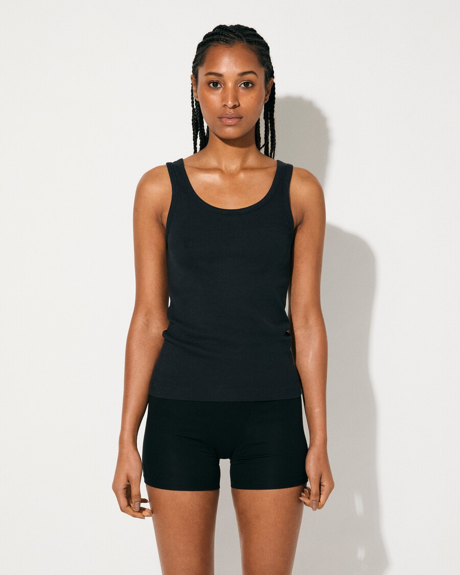 camiseta de tirantes de canalé para mujer en negro roto compra ahora — cdlp