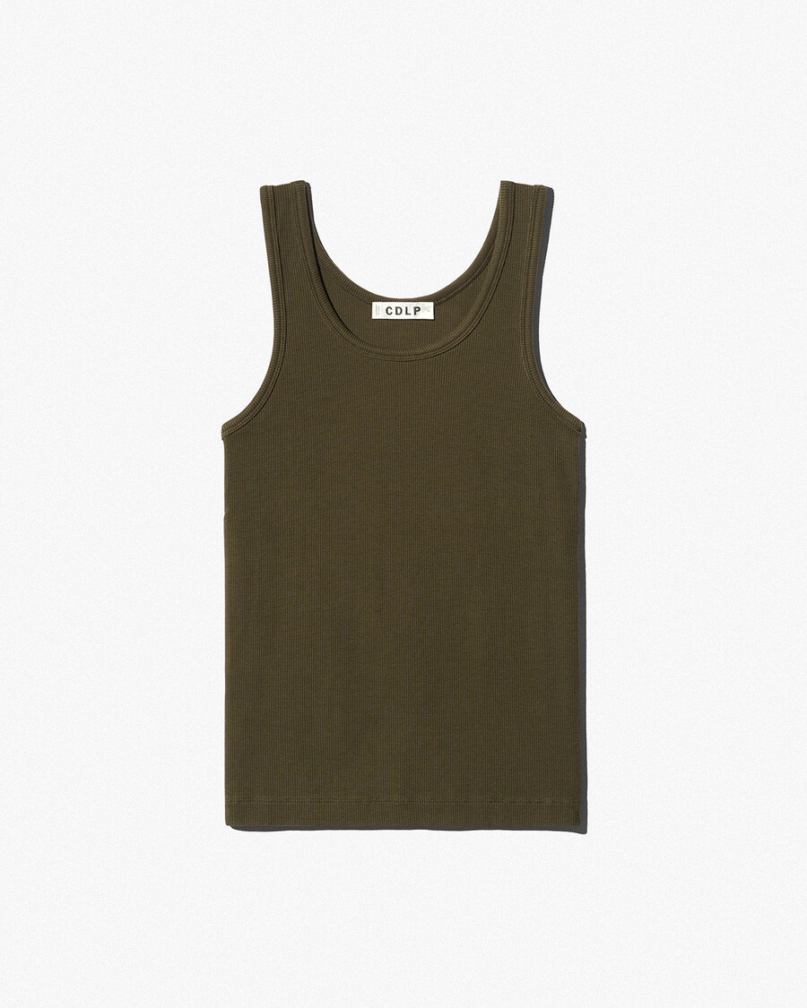 camiseta de tirantes de canalé para mujer en verde oliva compra ahora — cdlp