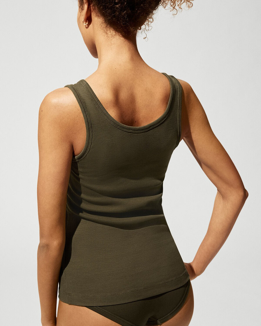 camiseta de tirantes de canalé para mujer en verde oliva compra ahora — cdlp