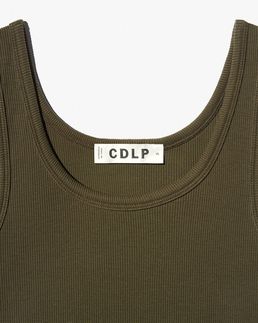 camiseta de tirantes de canalé para mujer en verde oliva compra ahora — cdlp